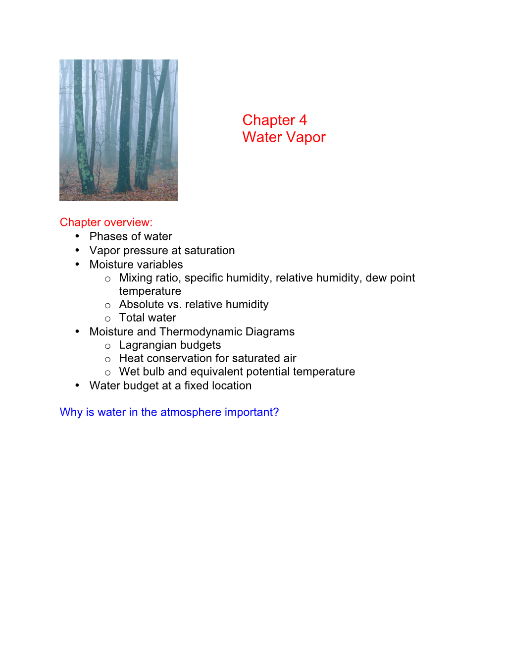 Chapter 4 Water Vapor