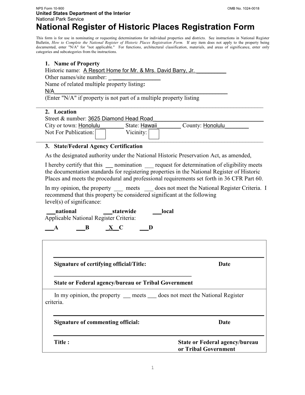 National Register of Historic Places Registration Form