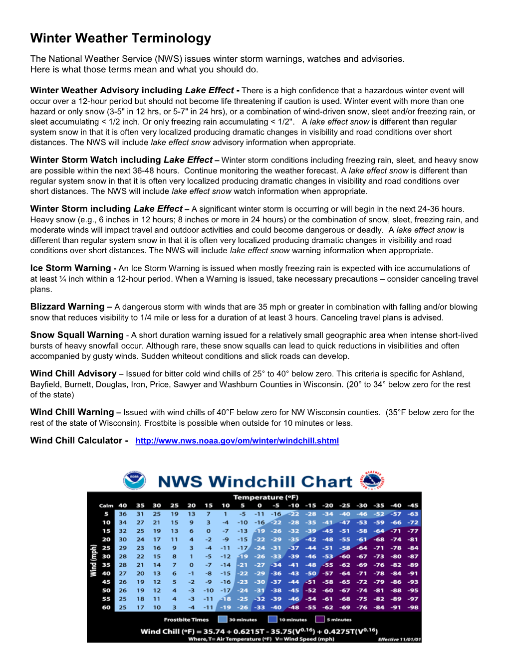 Winter Weather Terminology