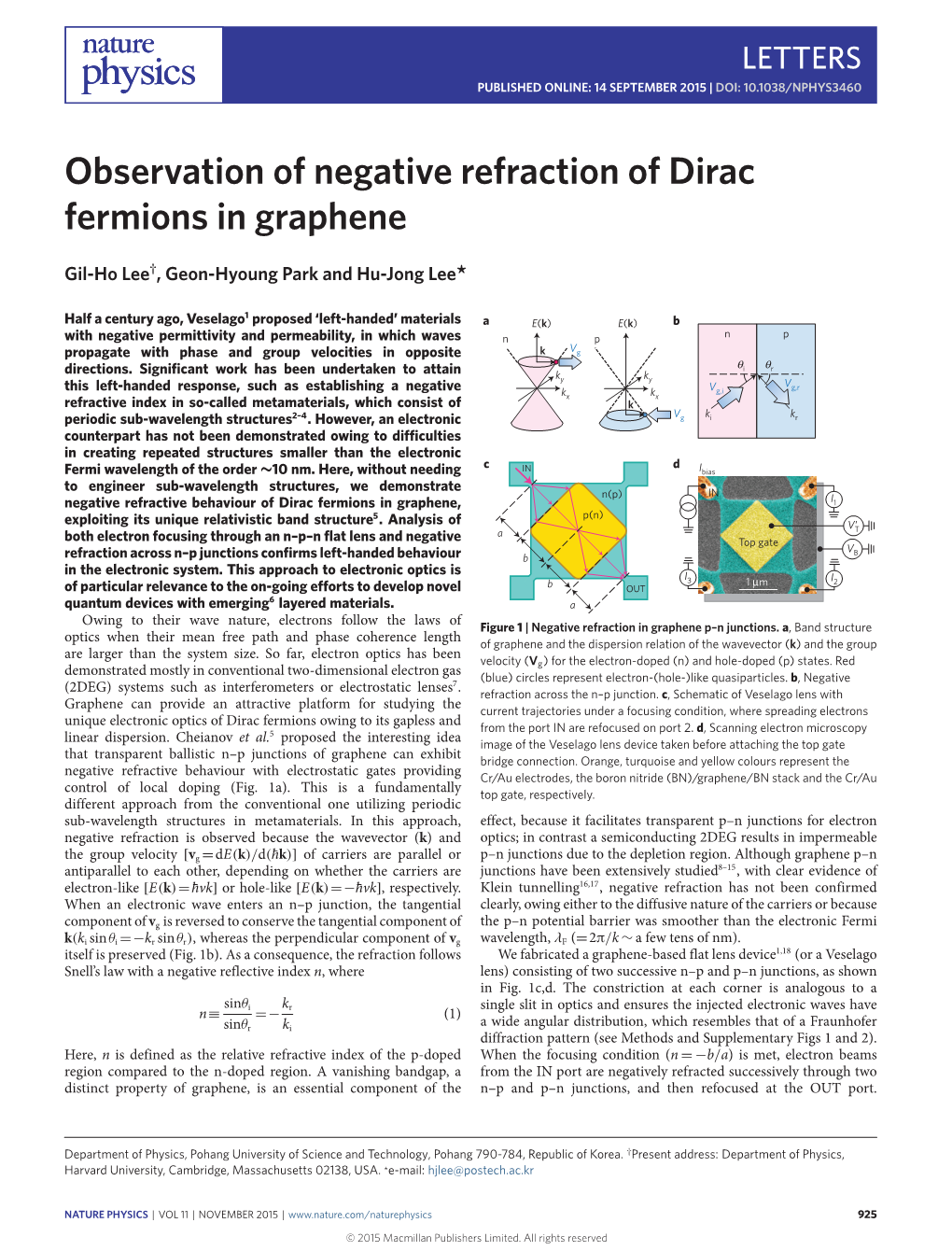 Observation of Negative Refraction of Dirac Fermions in Graphene