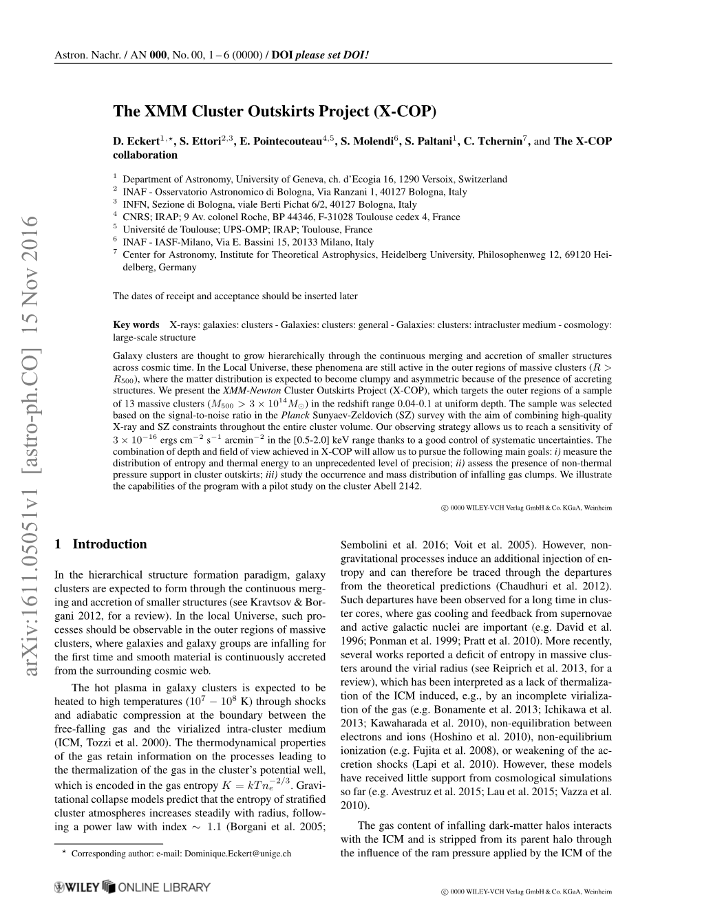 The XMM Cluster Outskirts Project (X-COP)