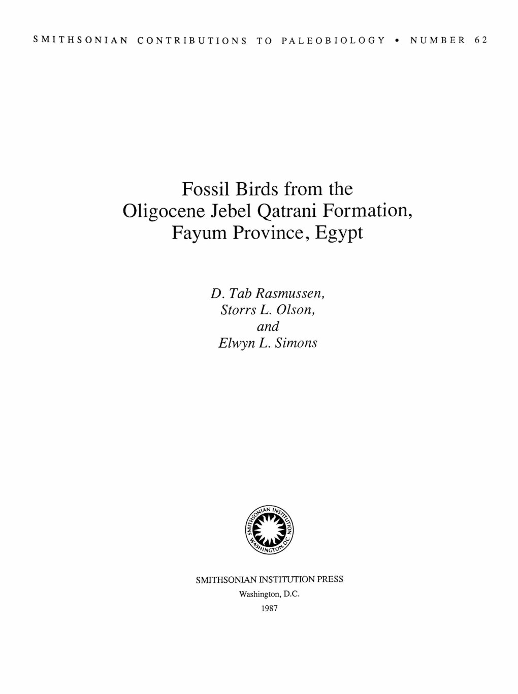 Fossil Birds from the Oligocene Jebel Qatrani Formation, Fayum Province, Egypt