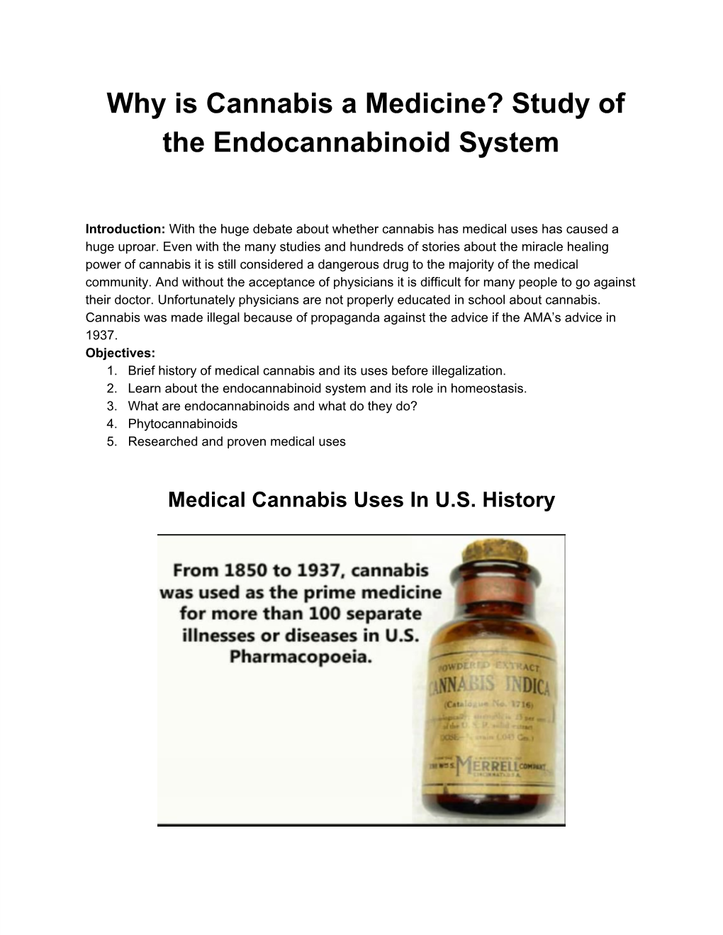 Why Is Cannabis a Medicine? Study of the Endocannabinoid System