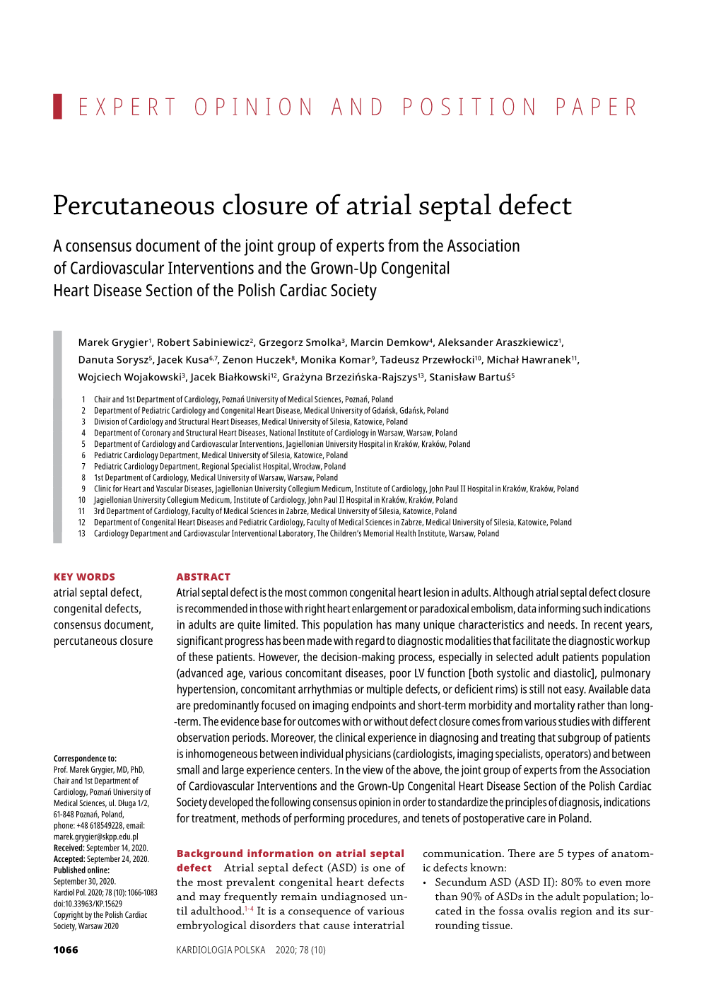 Percutaneous Closure of Atrial Septal Defect