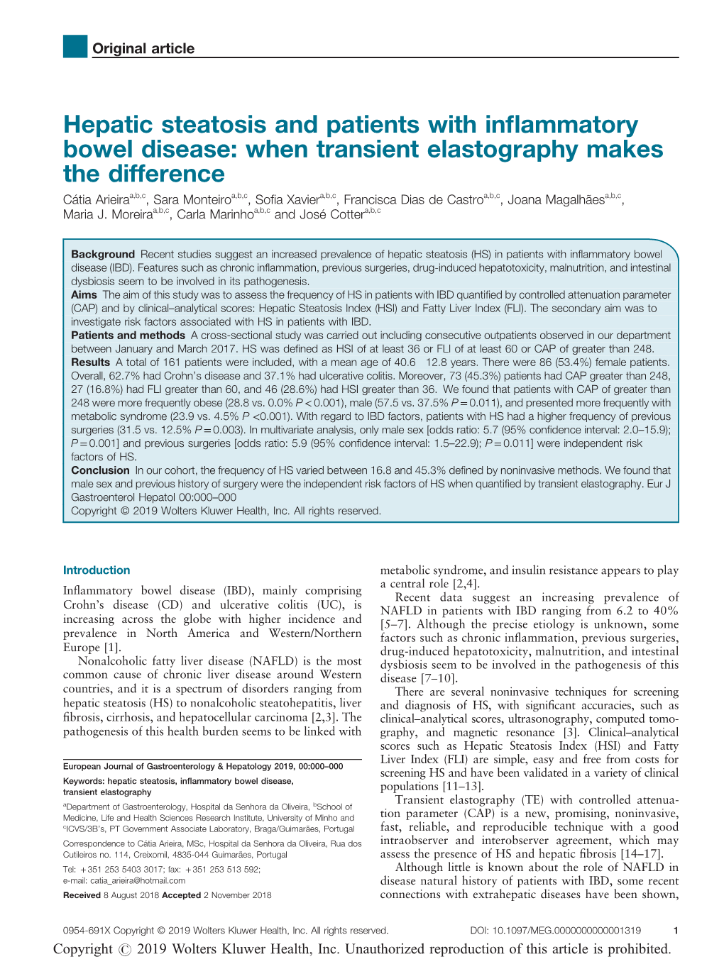 Hepatic Steatosis and Patients with Inflammatory Bowel Disease