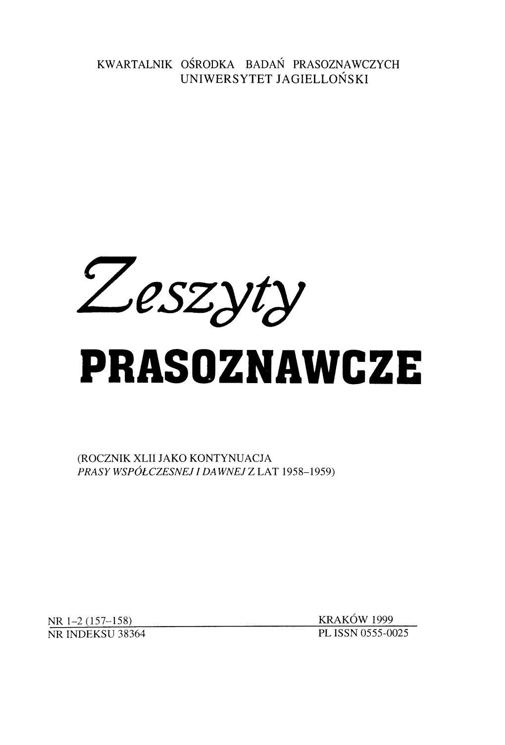 Zeszyty PRASOZNAWCZE