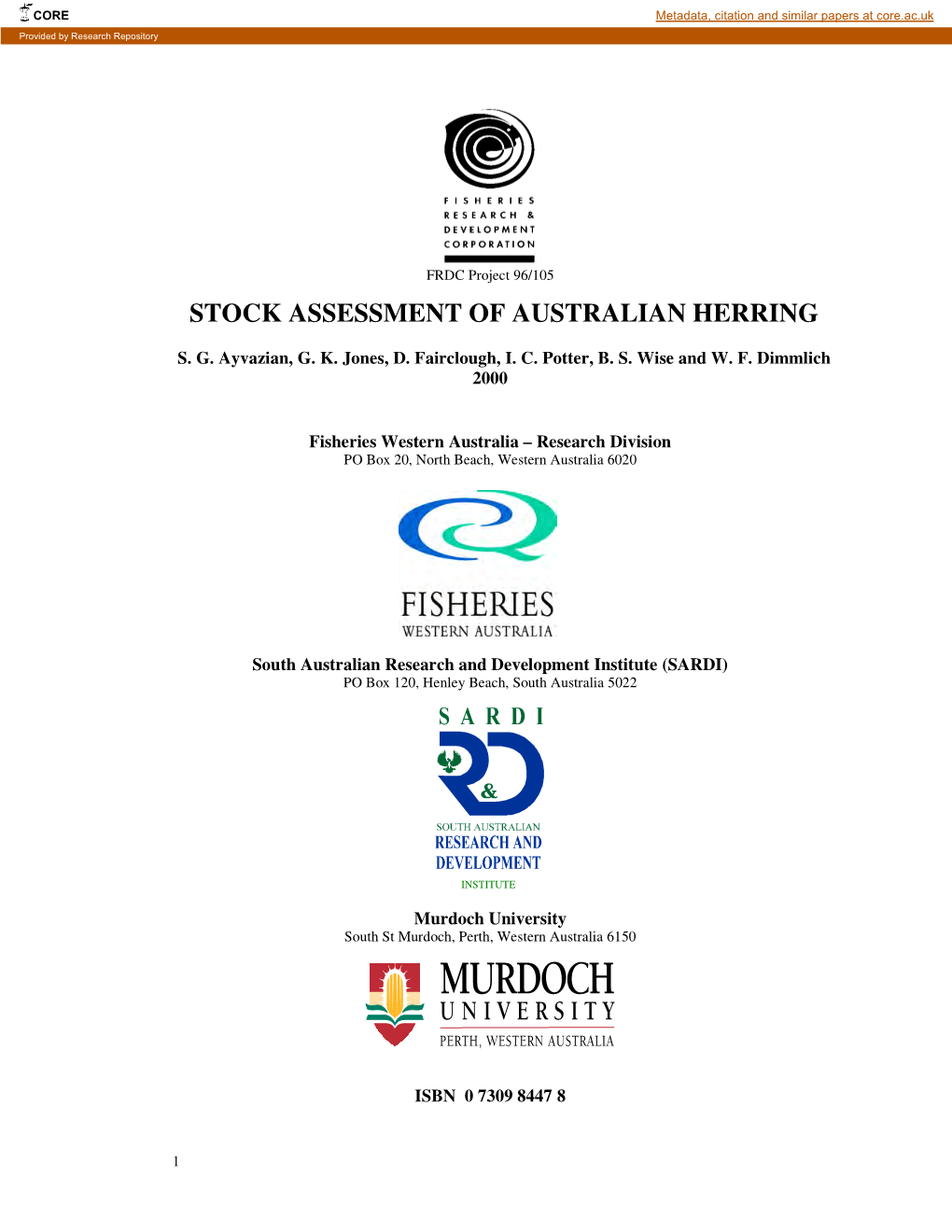 Stock Assessment of Australian Herring