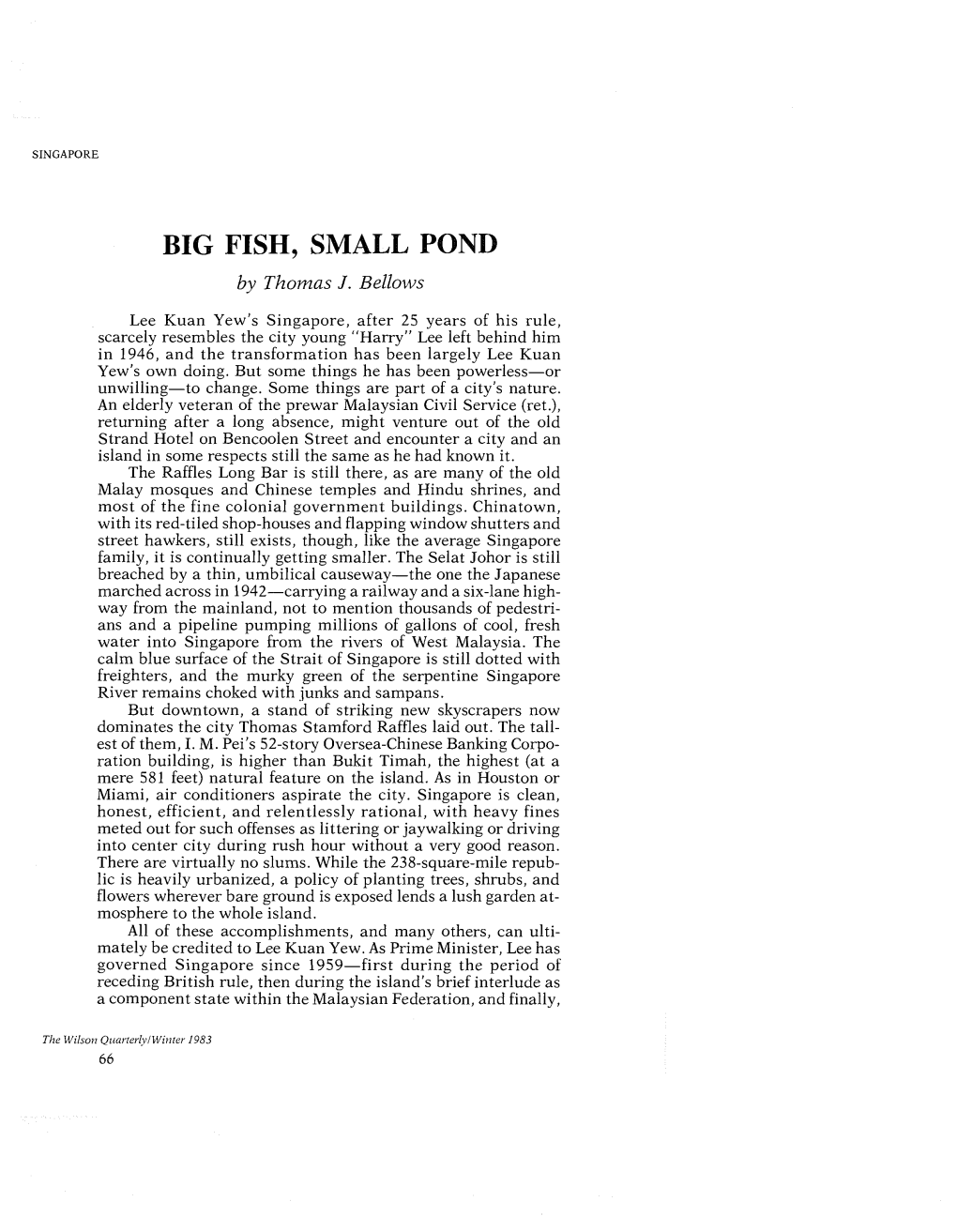 BIG FISH, SMALL POND by Thomas J