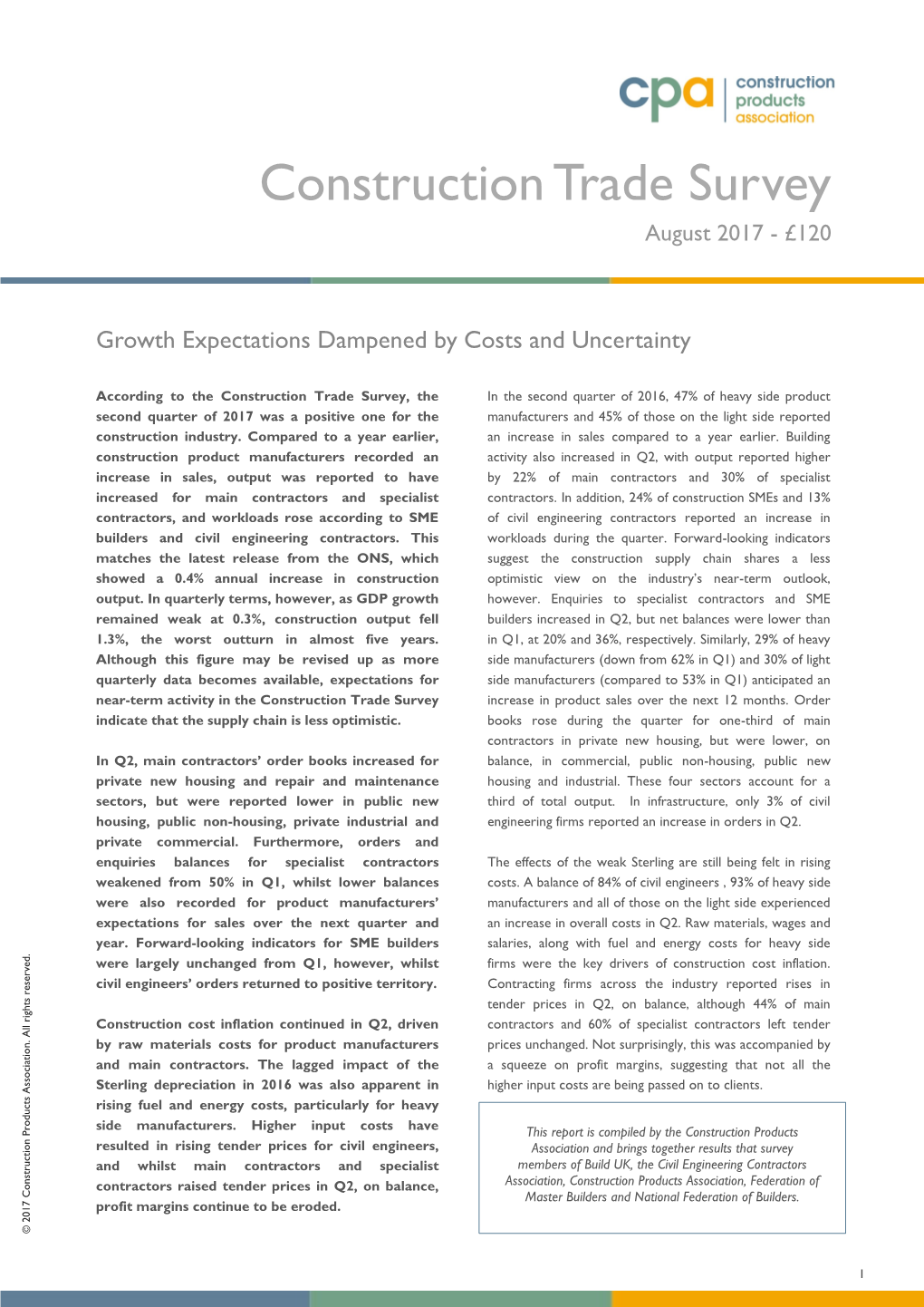 Construction Trade Survey August 2017 - £120