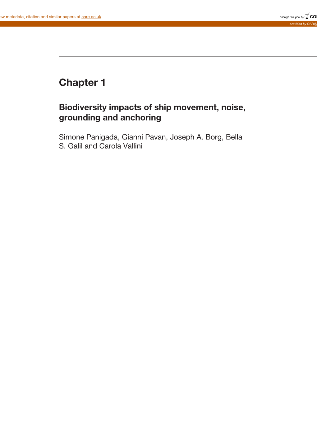 Chapter 1 Biodiversity Impacts of Ship Movement, Noise, Grounding and Anchoring
