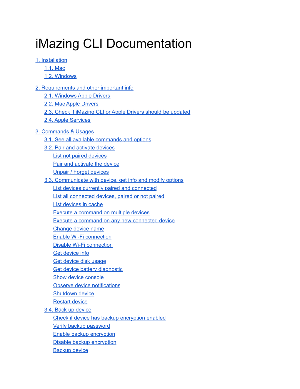 Imazing CLI Documentation