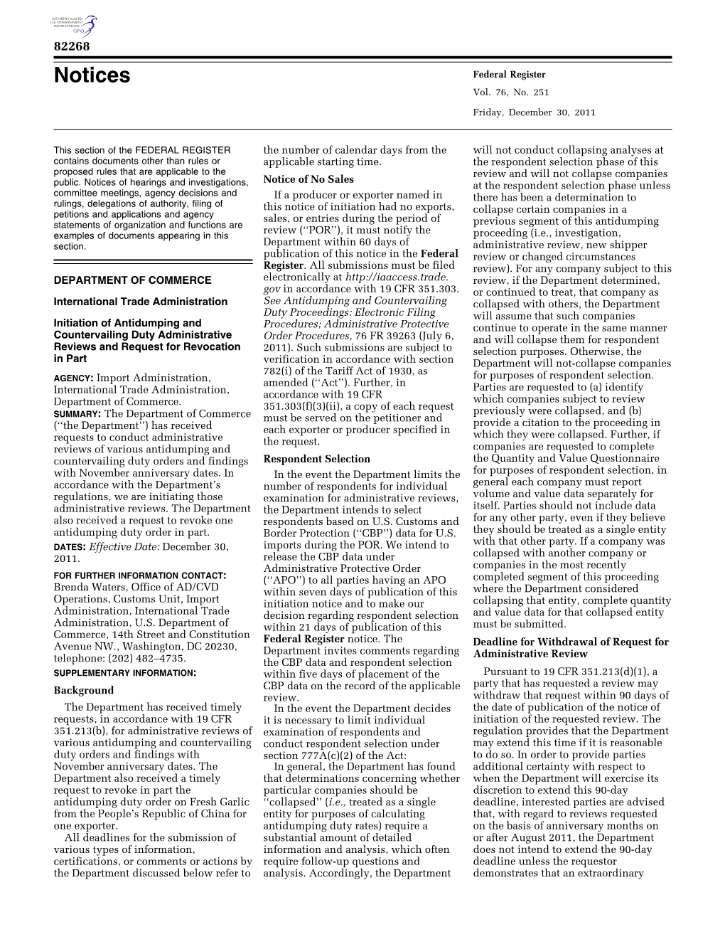 Initiation of Antidumping and Countervailing Duty