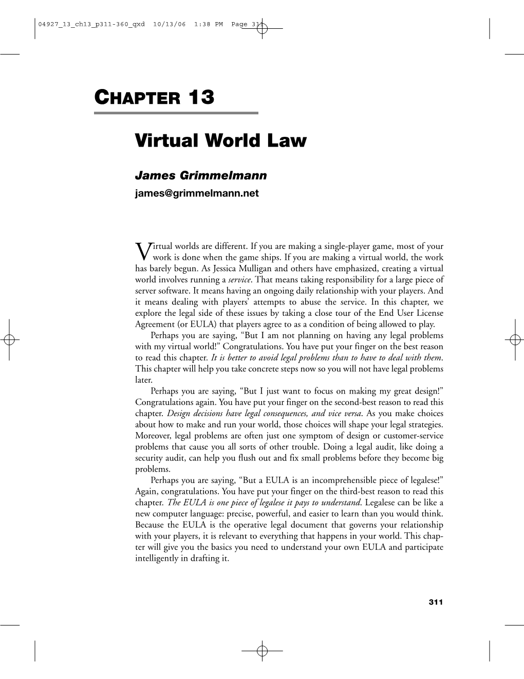 Virtual World Law