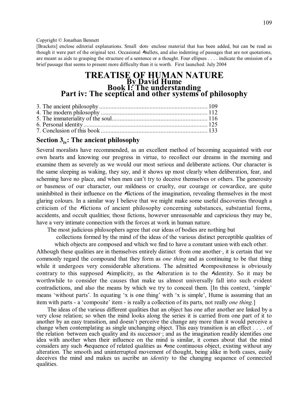 Treatise of Human Nature, Book 1, Part Iv, Section 6