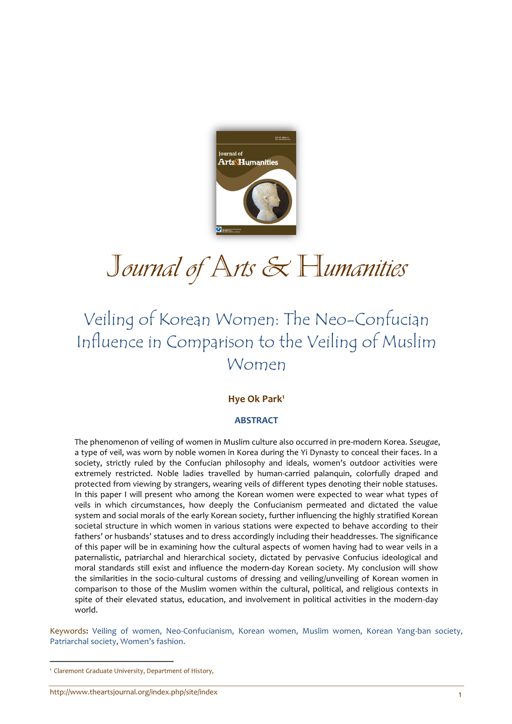 Veiling of Korean Women: the Neo-Confucian Influence in Comparison to the Veiling of Muslim Women