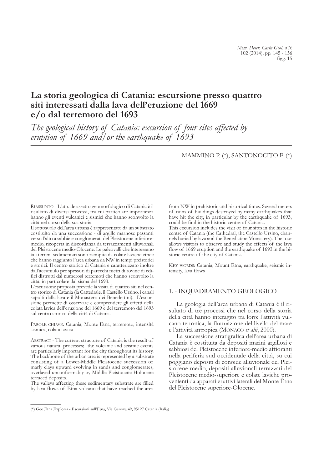 La Storia Geologica Di Catania: Escursione Presso Quattro