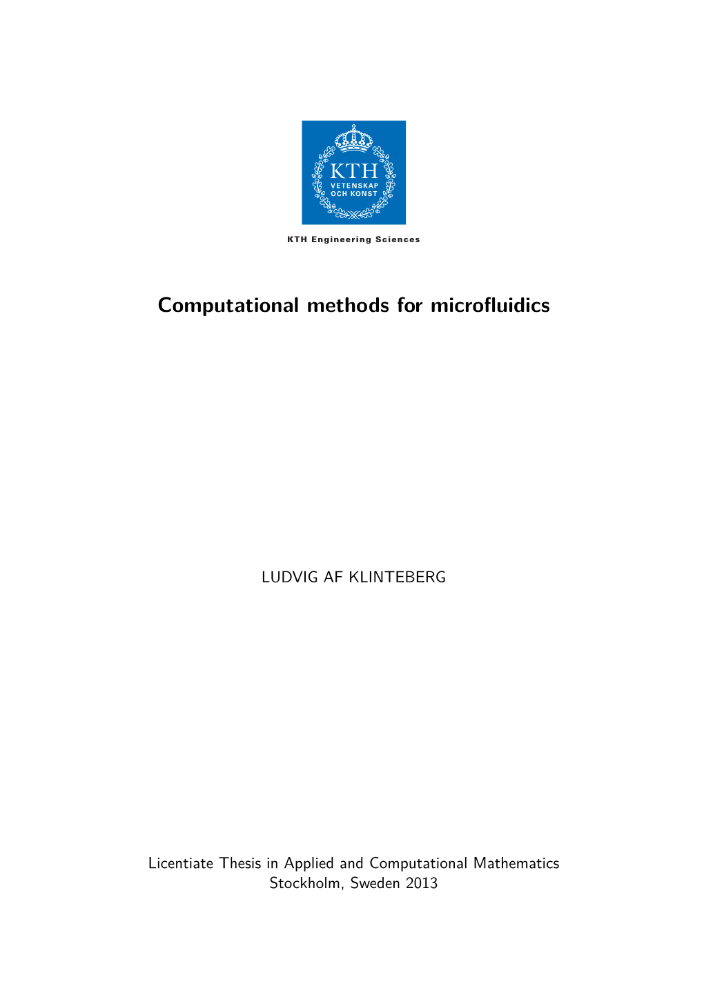 Computational Methods for Microfluidics