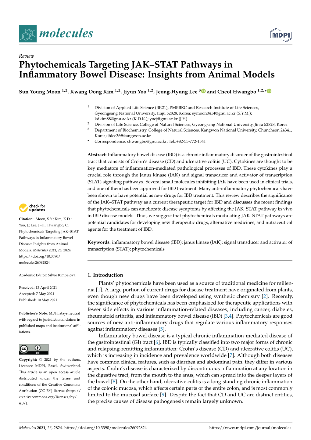 Phytochemicals Targeting JAK–STAT Pathways in Inflammatory Bowel Disease Models