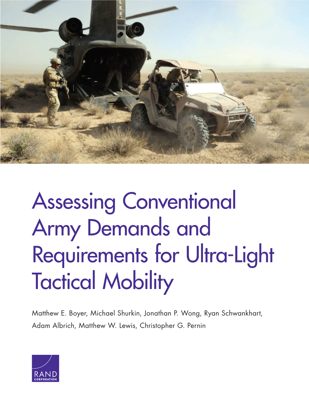 Assessing Conventional Army Demands and Requirements for Ultra-Light Tactical Mobility