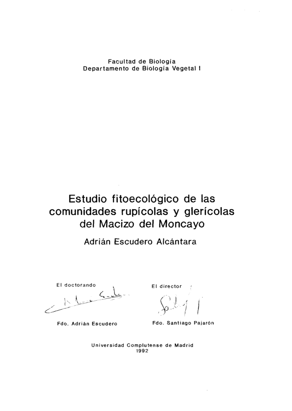 Estudio Fitoecológico De Las Comunidades Rupícolas Y Glerícolas Del Macizo Del Moncayo