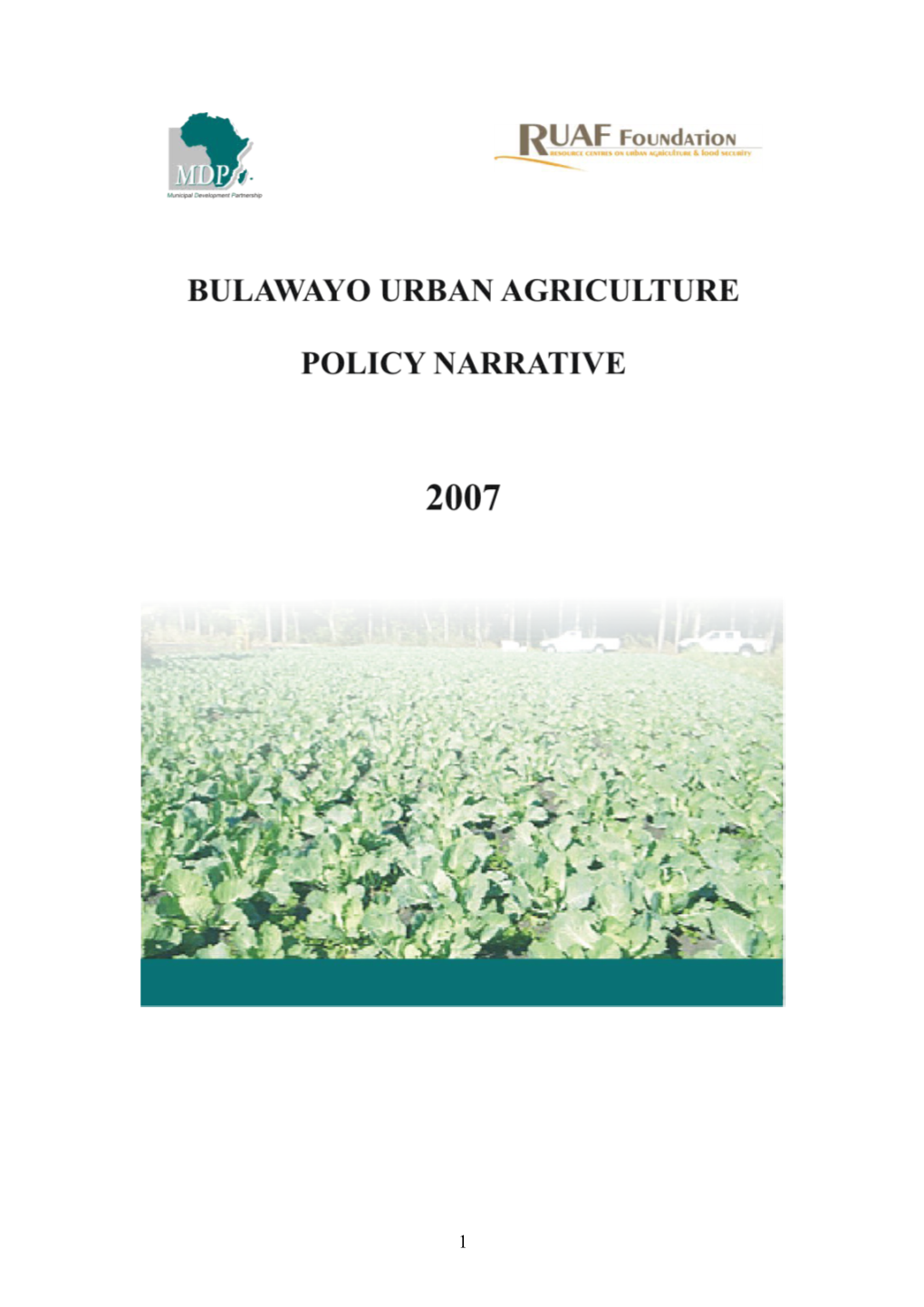 URBAN AGRICULTURE POLICY Introduction