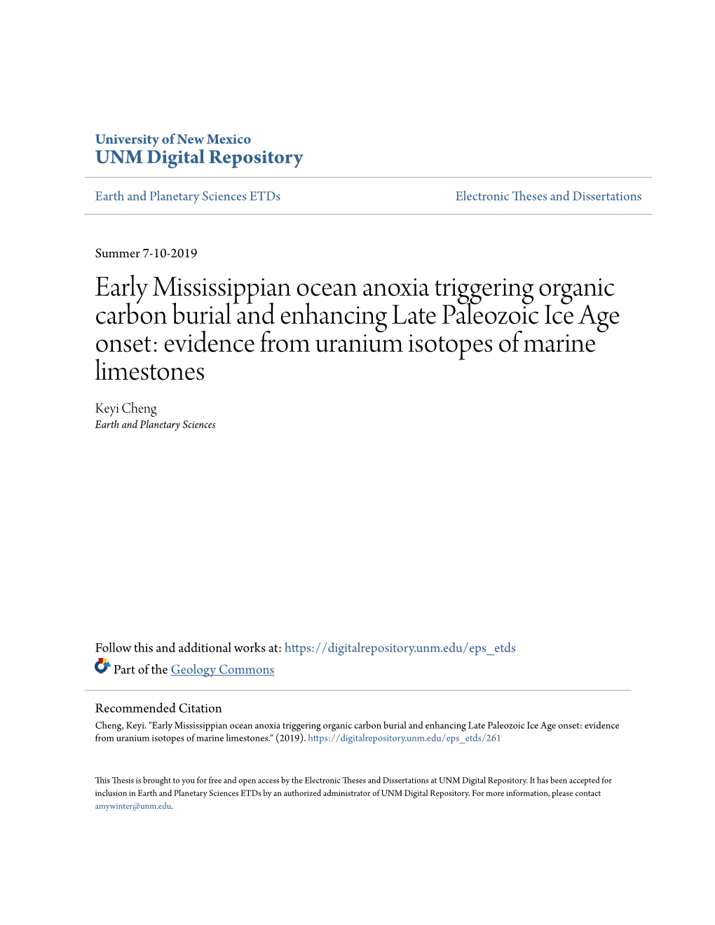 Early Mississippian Ocean Anoxia Triggering