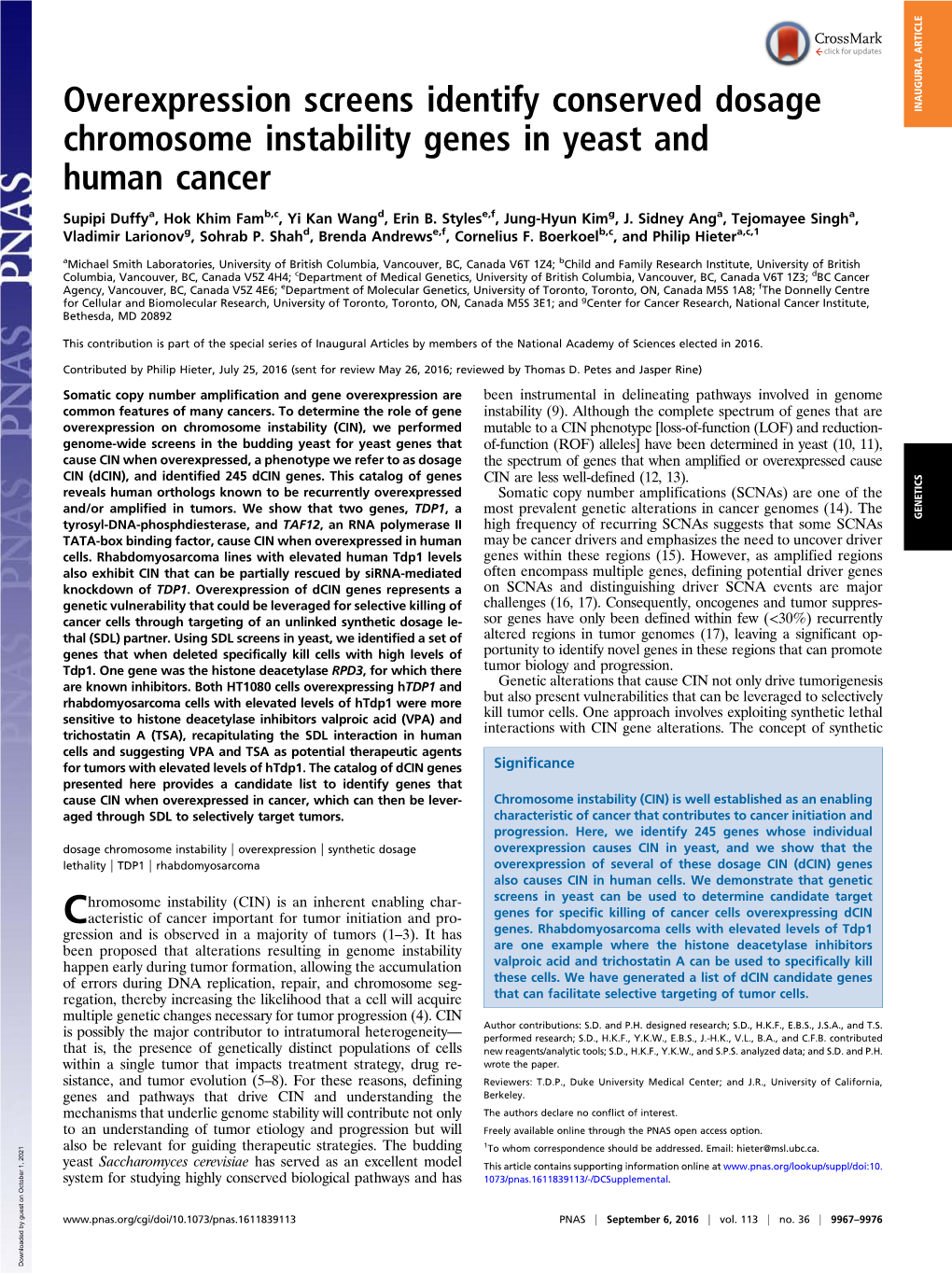 Overexpression Screens Identify Conserved Dosage Chromosome