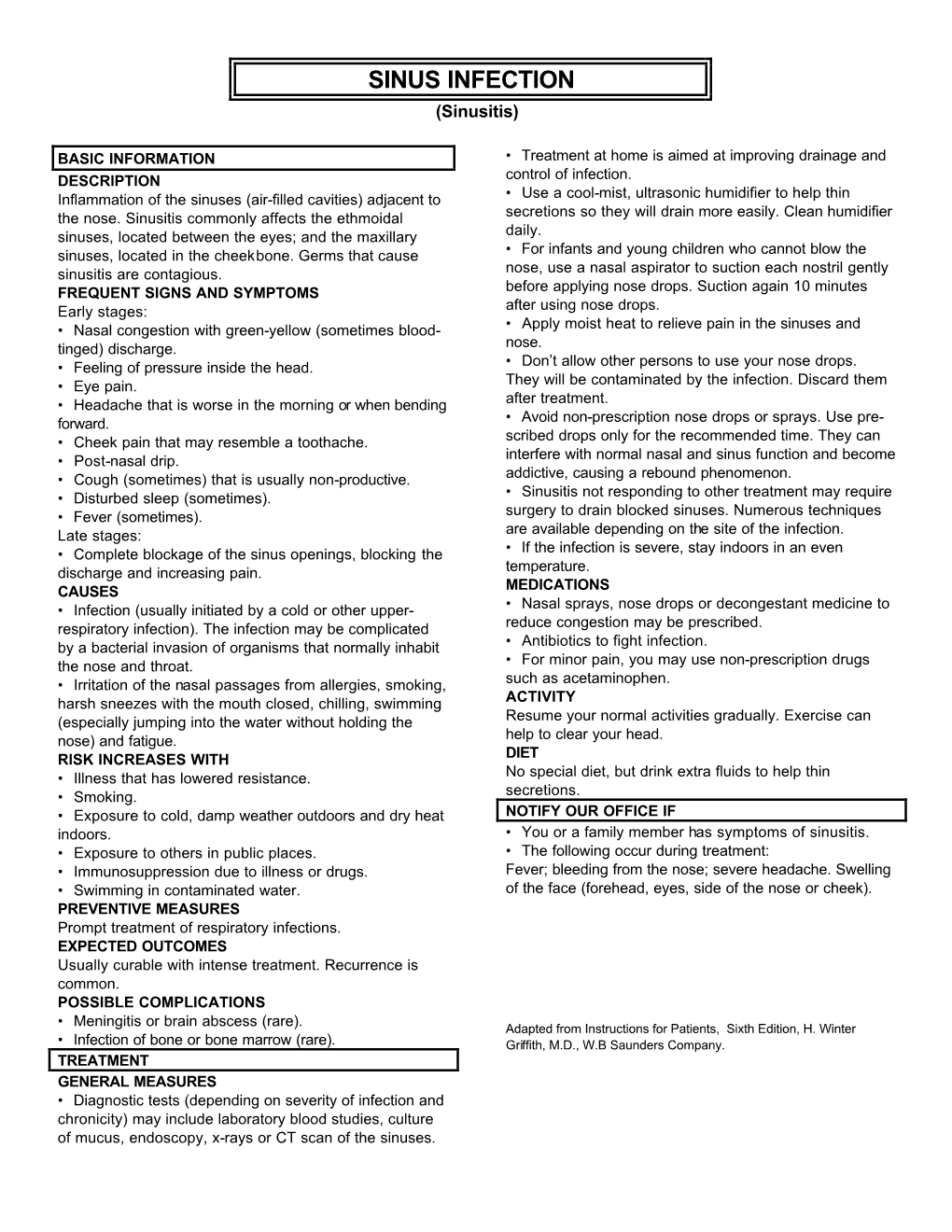 SINUS INFECTION (Sinusitis)