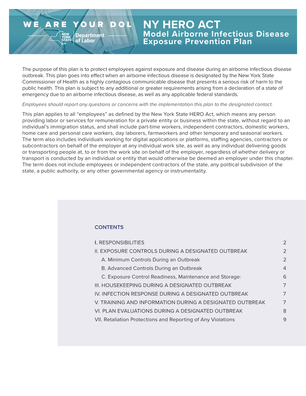 Model Airborne Infectious Disease Exposure Prevention Plan