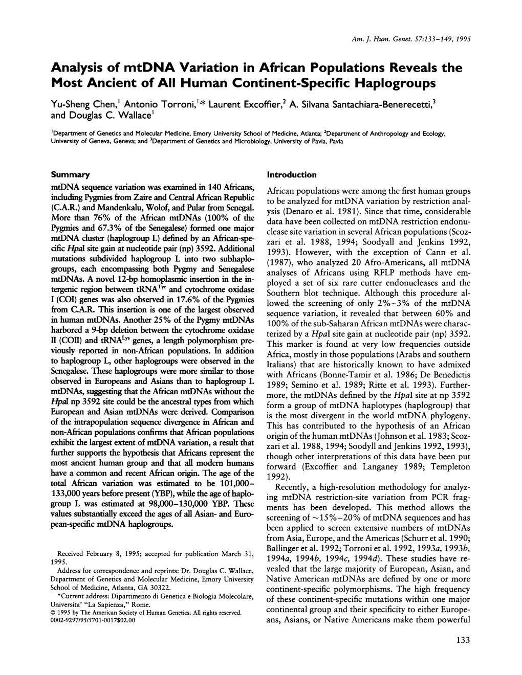 Analysis of Mtdna Variation in African Populations Reveals the Most