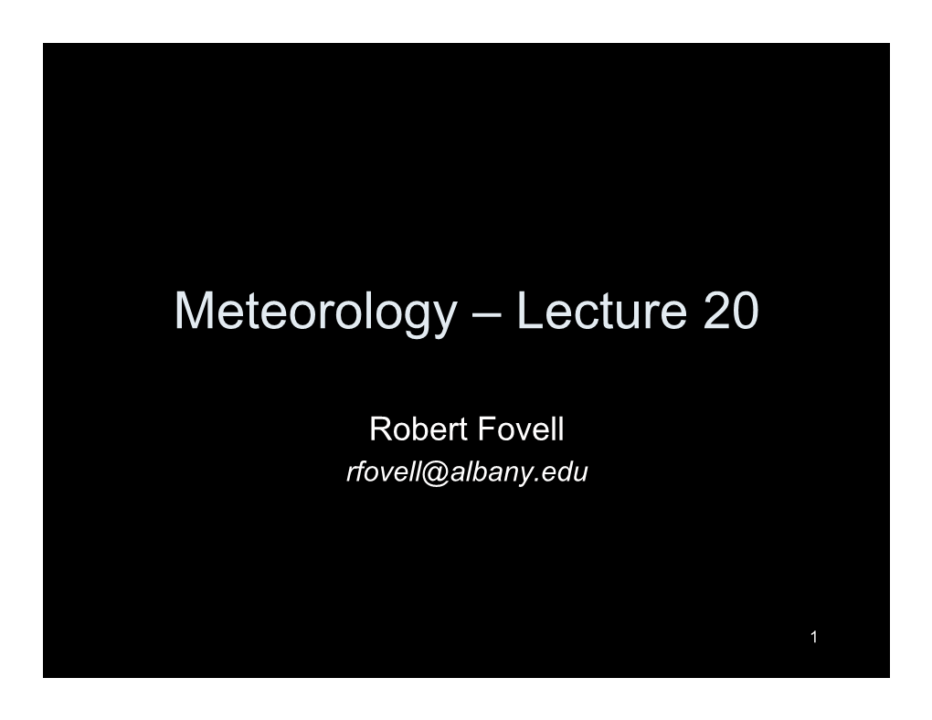 Meteorology – Lecture 20