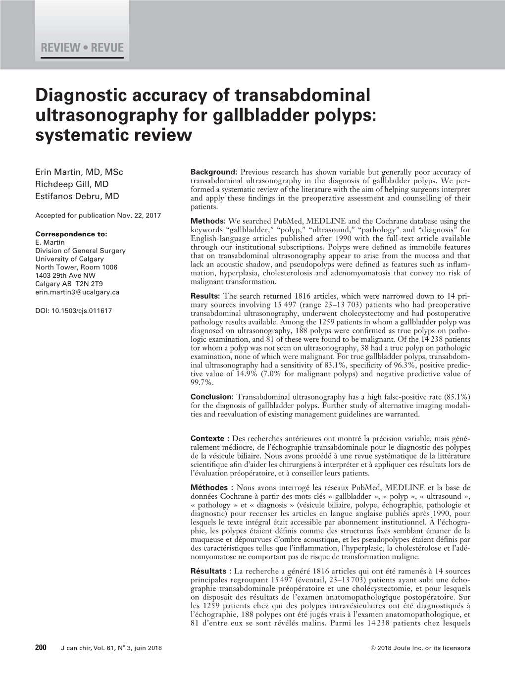 Diagnostic Accuracy of Transabdominal Ultrasonography for Gallbladder Polyps: Systematic Review