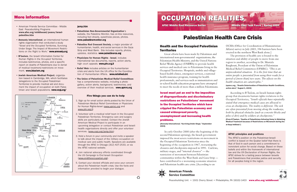 The Palestinian Helath Care Crisis.Pdf