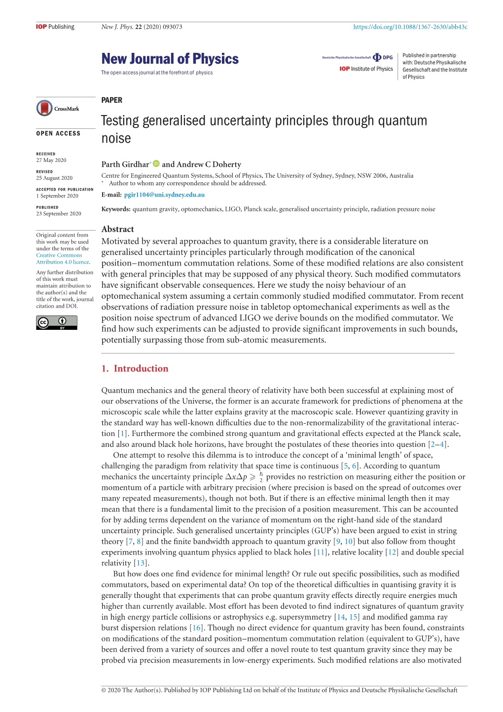 Testing Generalised Uncertainty Principles Through Quantum Noise