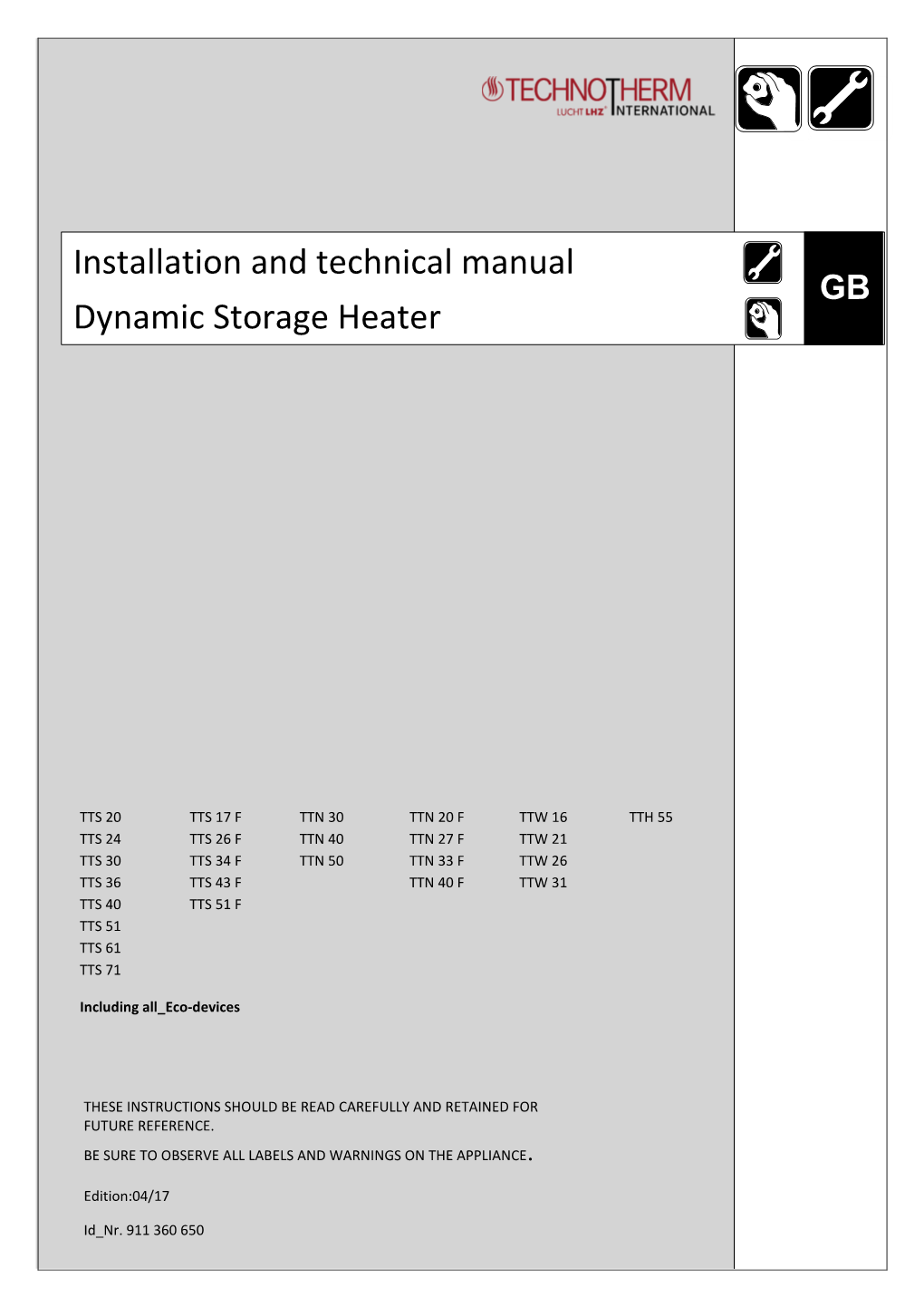 Manual TTS Storage Heater