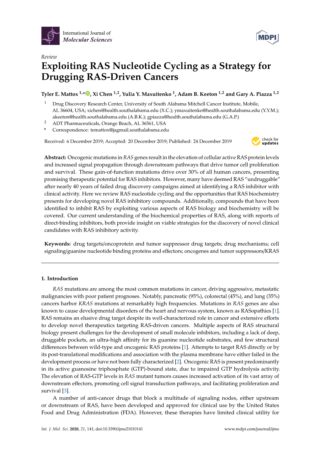 Exploiting RAS Nucleotide Cycling As a Strategy for Drugging RAS-Driven Cancers