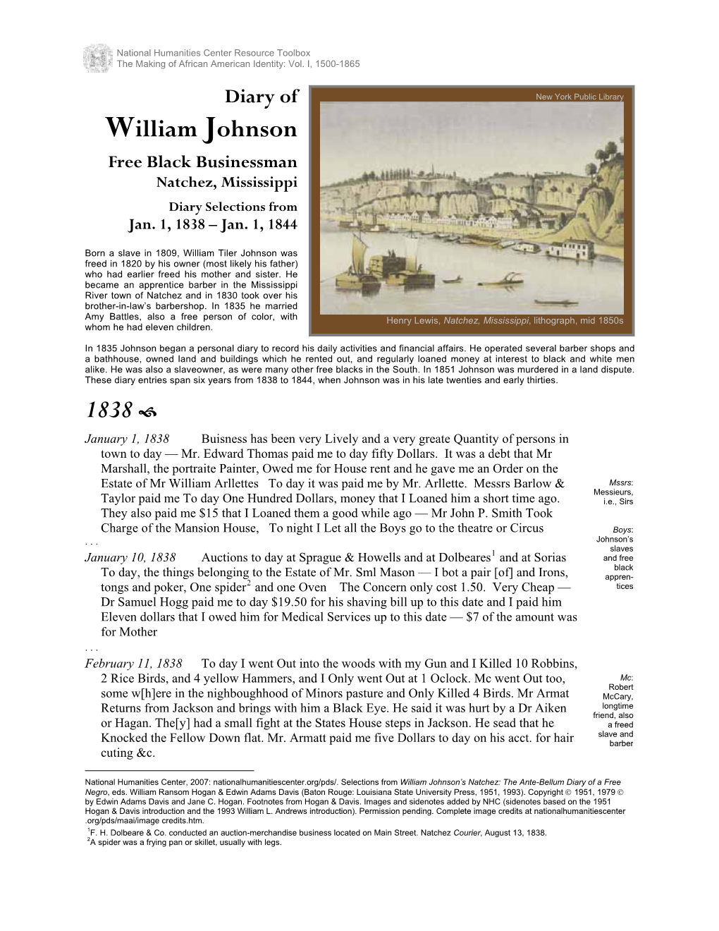 Diary of William Johnson