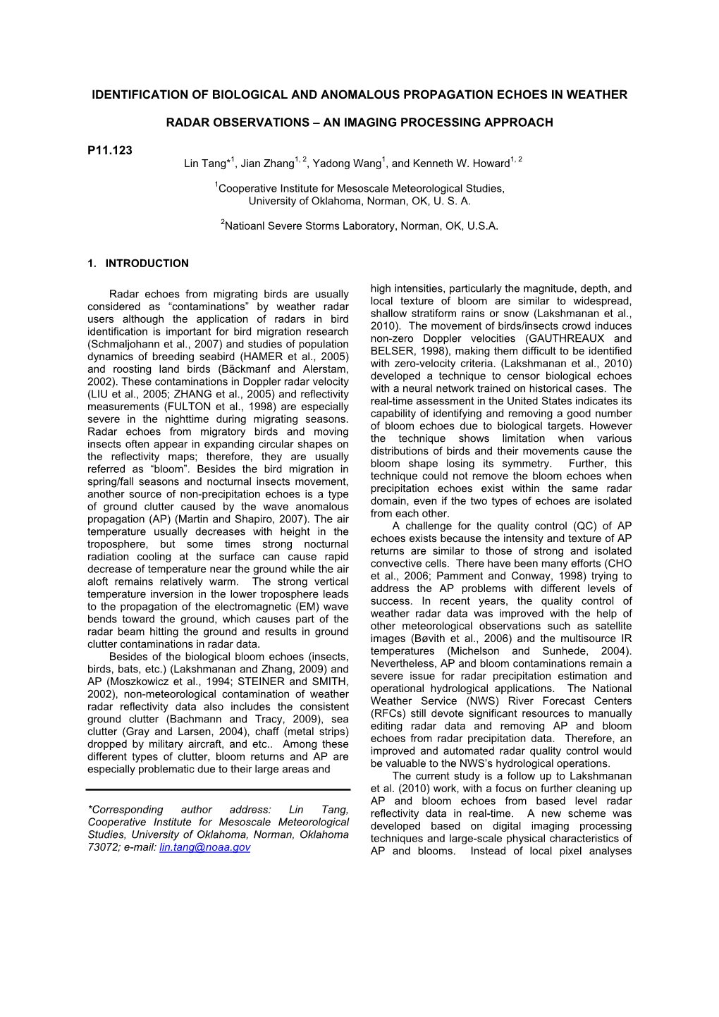 Identification of Biological and Anomalous Propagation Echoes in Weather