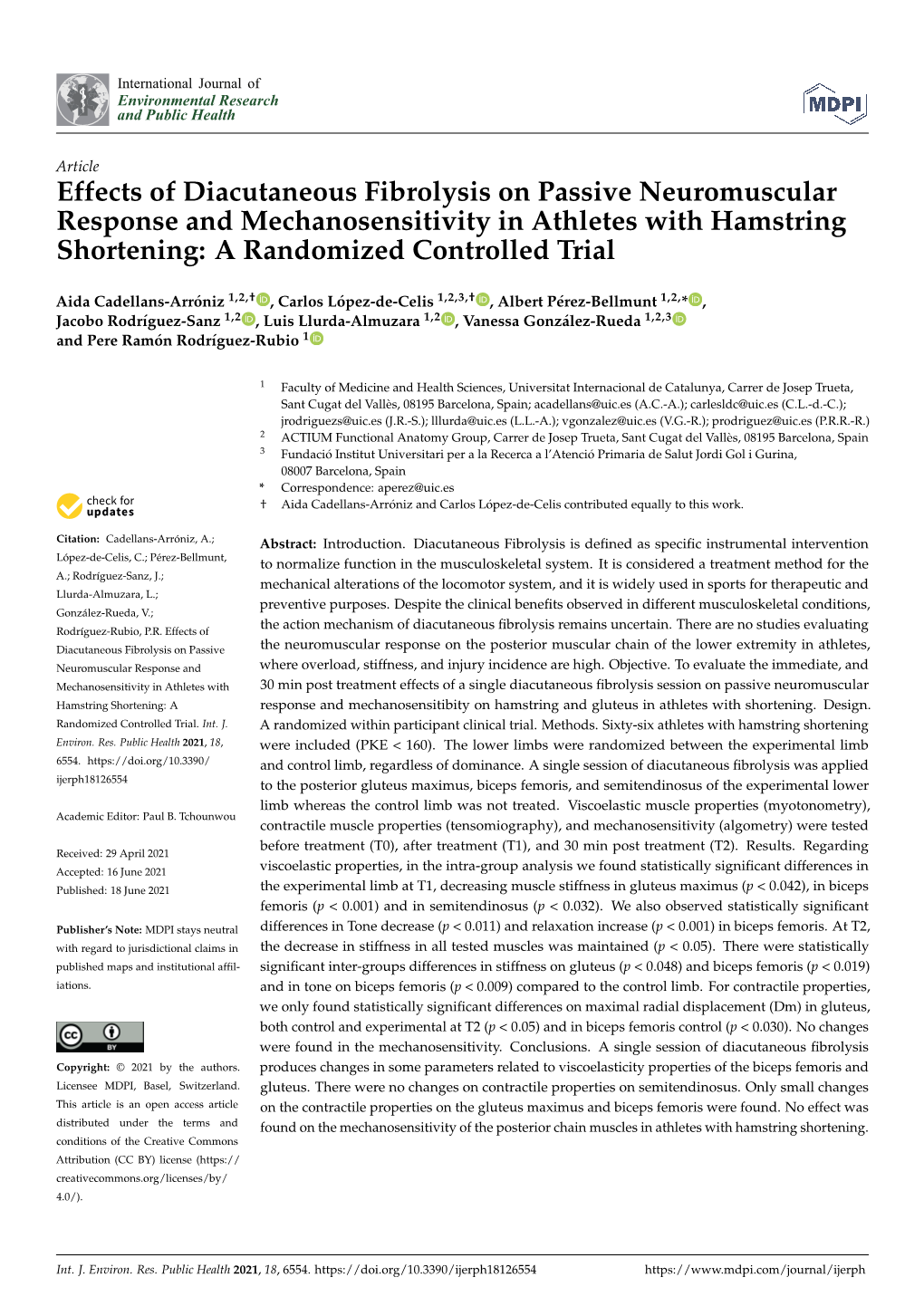 Effects of Diacutaneous Fibrolysis on Passive Neuromuscular Response and Mechanosensitivity in Athletes with Hamstring Shortening: a Randomized Controlled Trial