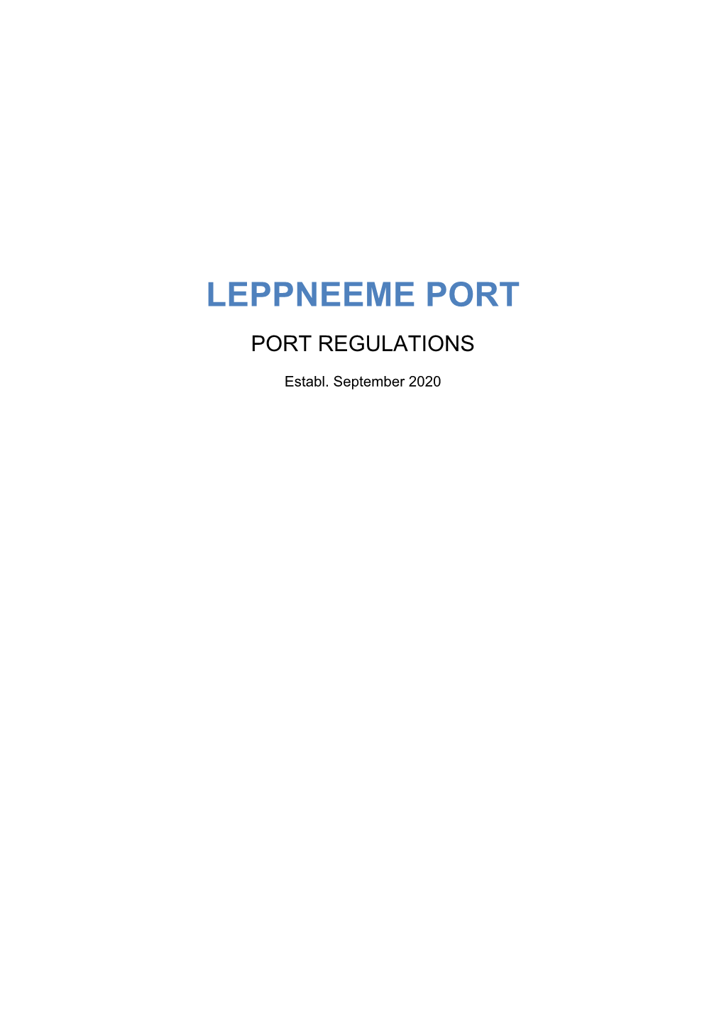 Leppneeme Port Port Regulations