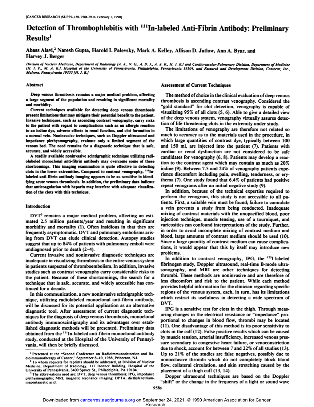 Detection of Thrombophlebitis with Inin-Labeled