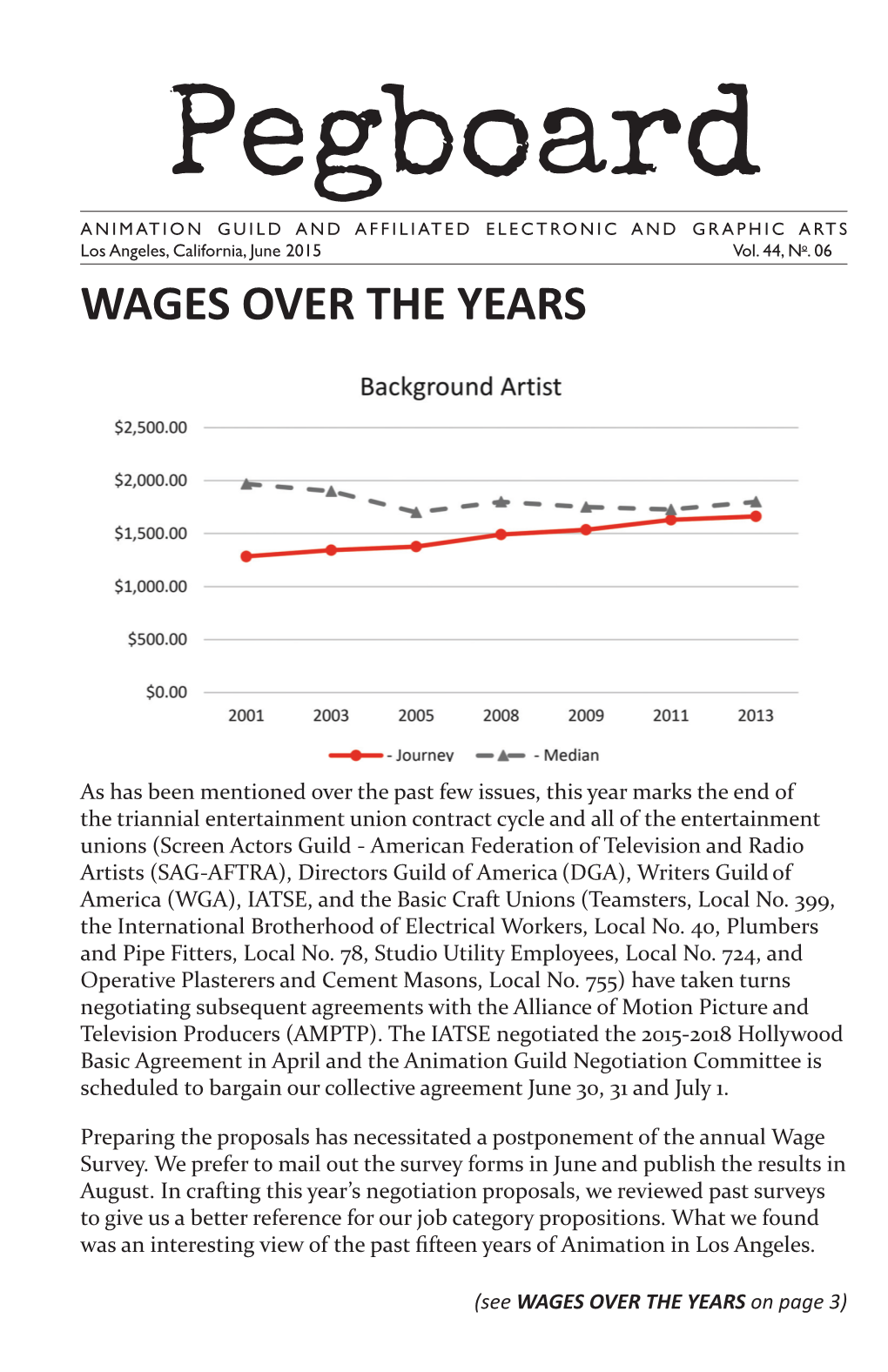 Pegboard ANIMATION GUILD and AFFILIATED ELECTRONIC and GRAPHIC ARTS Los Angeles, California, June 2015 Vol