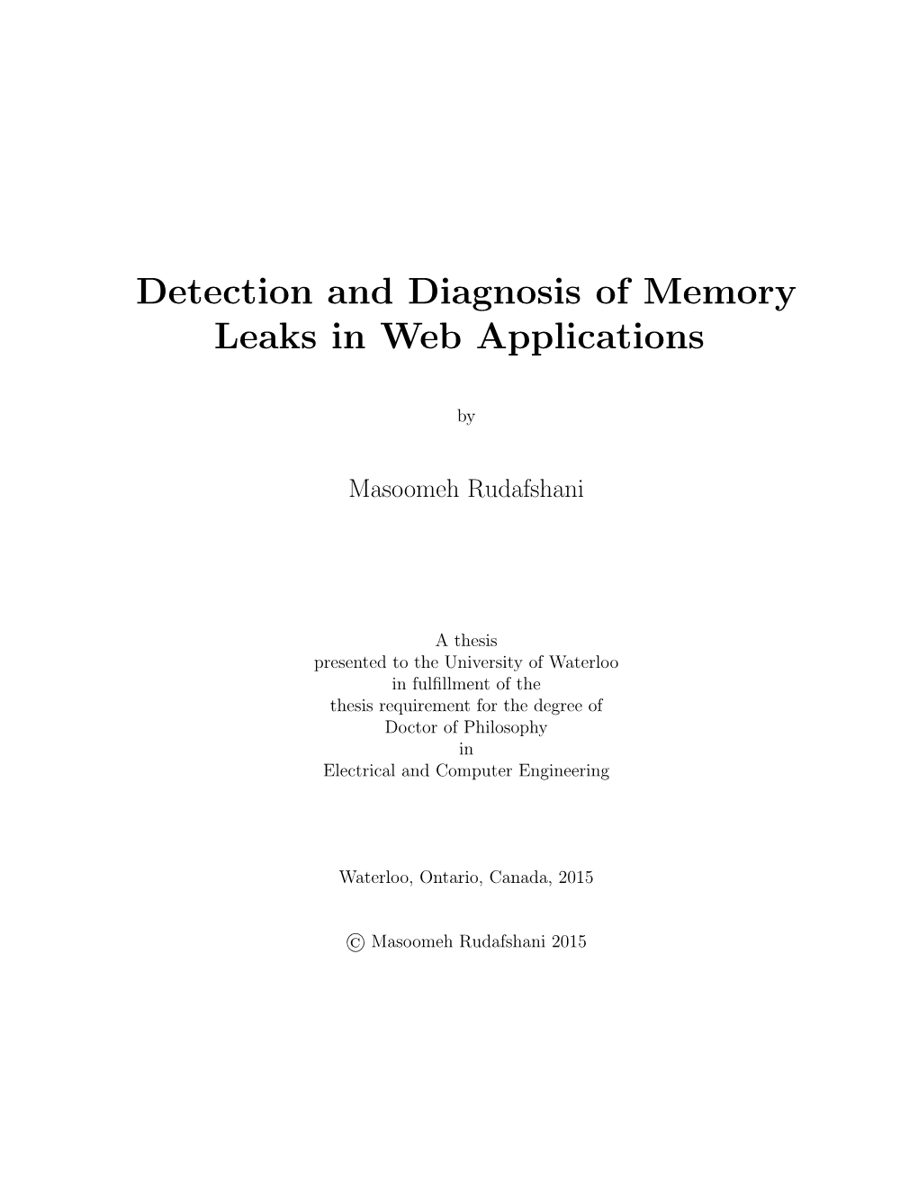 Detection and Diagnosis of Memory Leaks in Web Applications