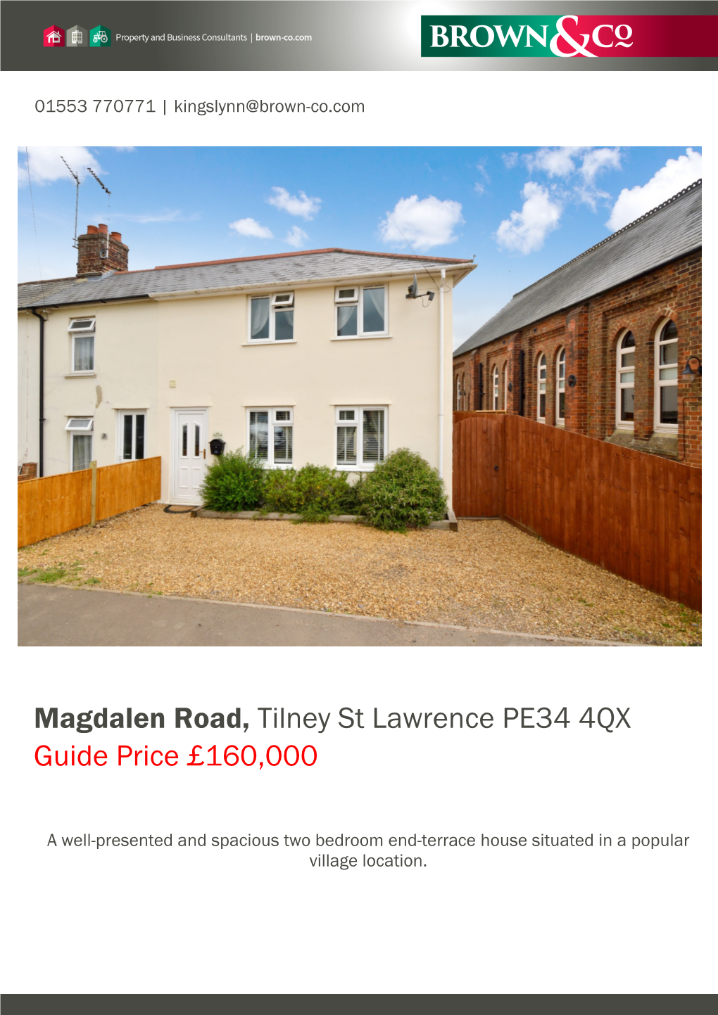 Magdalen Road, Tilney St Lawrence PE34 4QX Guide Price £160,000