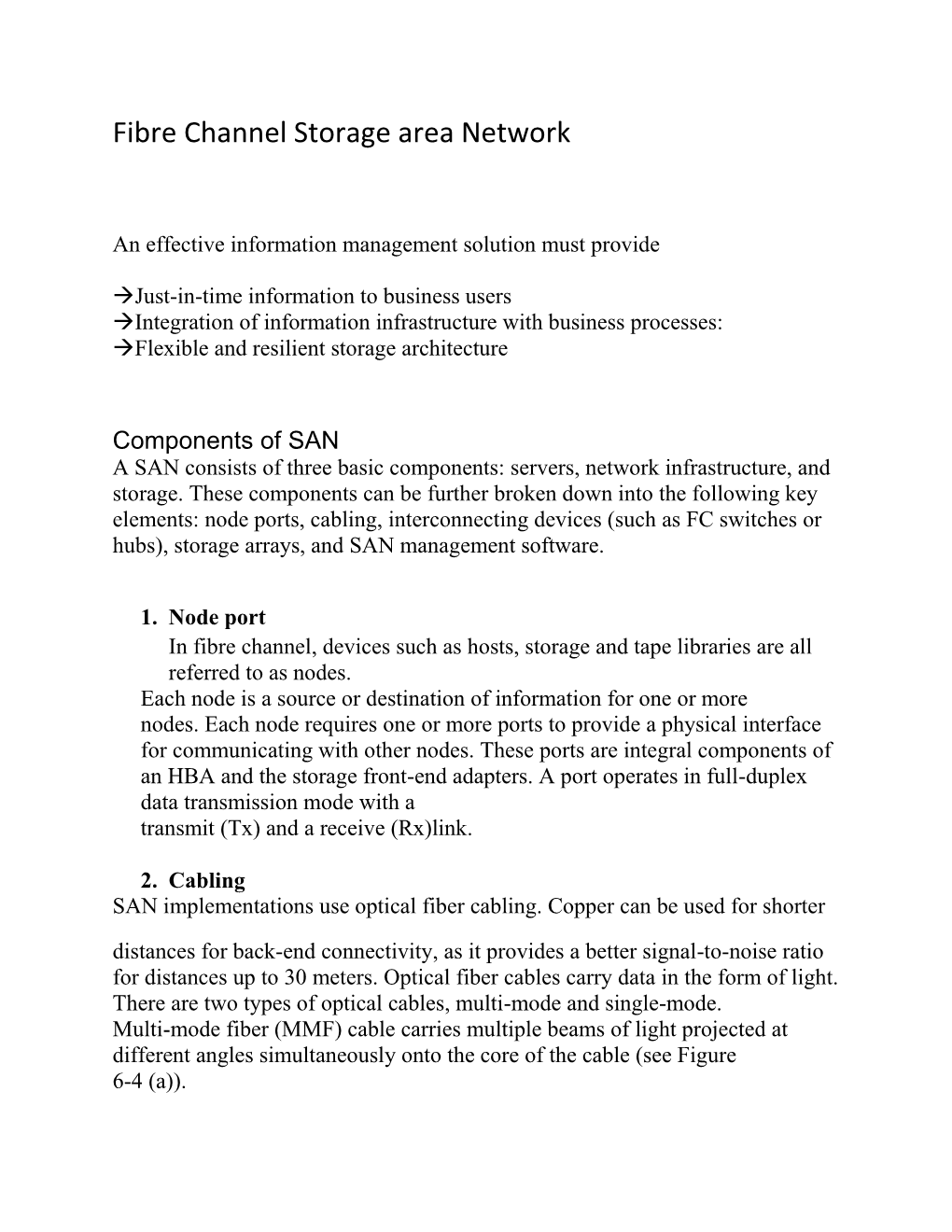 Fibre Channel Storage Area Network