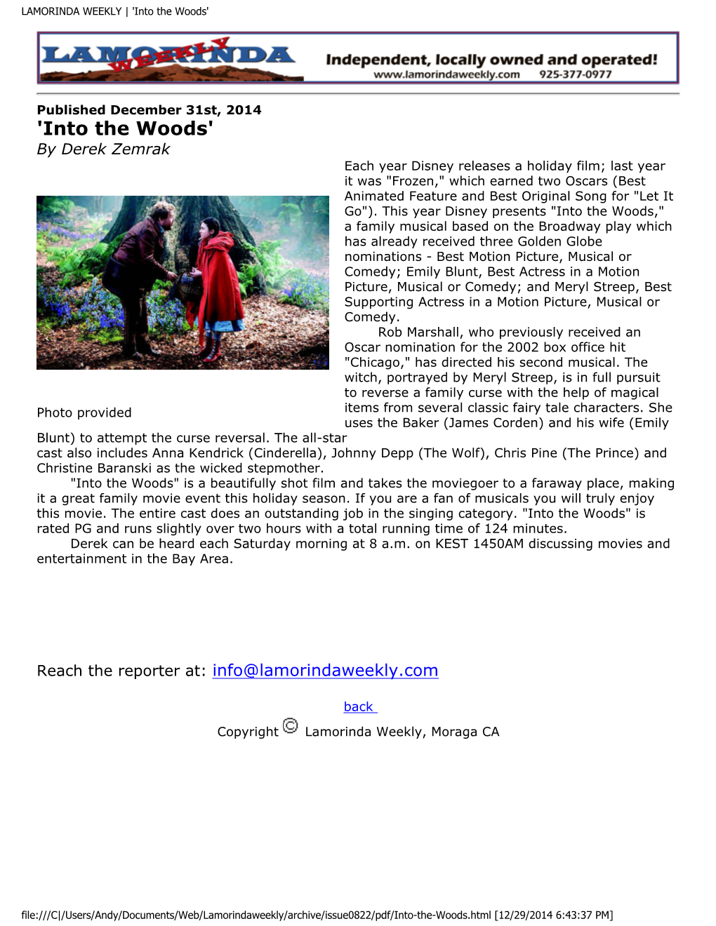 LAMORINDA WEEKLY | 'Into the Woods'