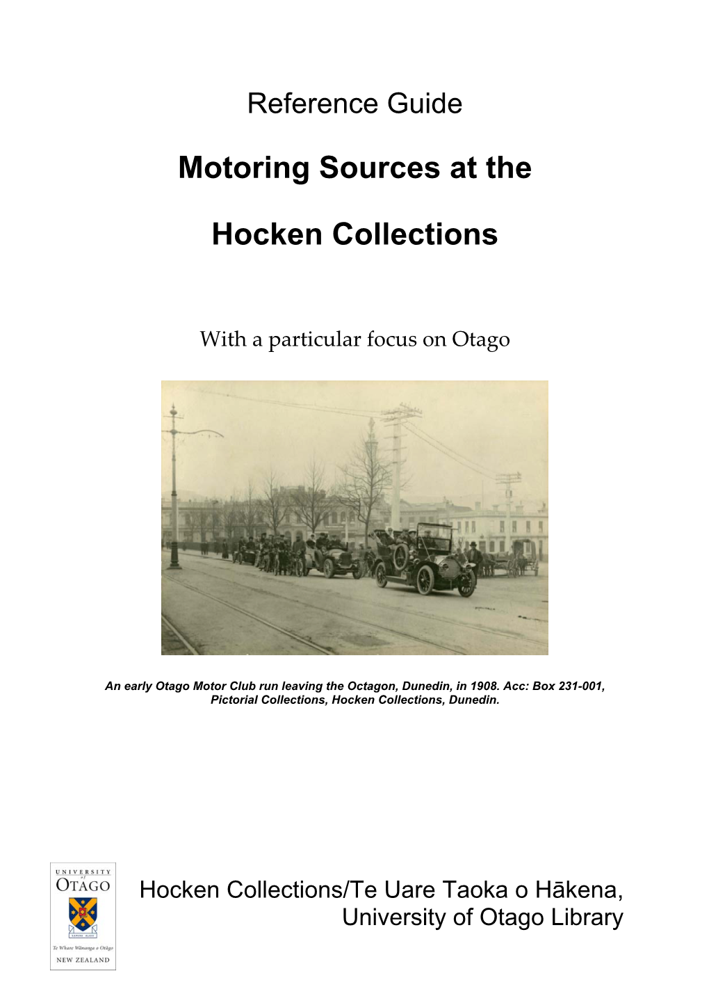 Motoring Sources at the Hocken Collections