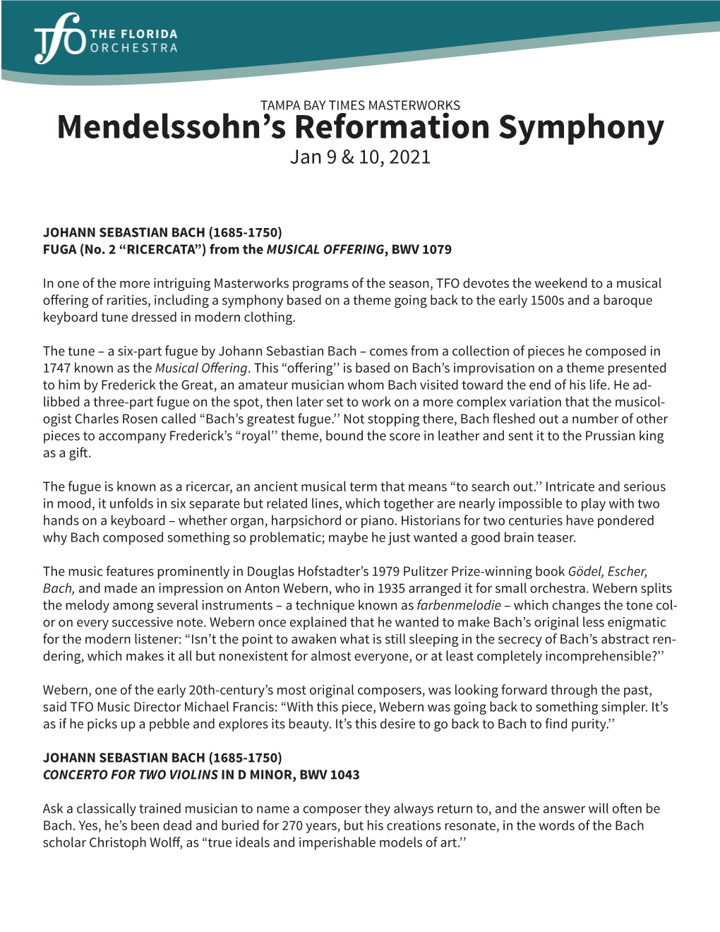 Mendelssohn's Reformation Symphony