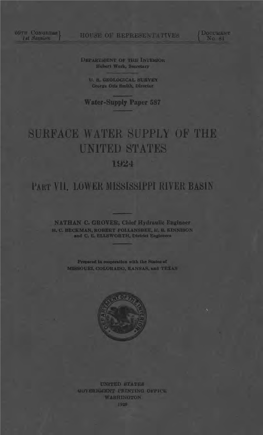 Surface Water Supply of the United States Part Vii