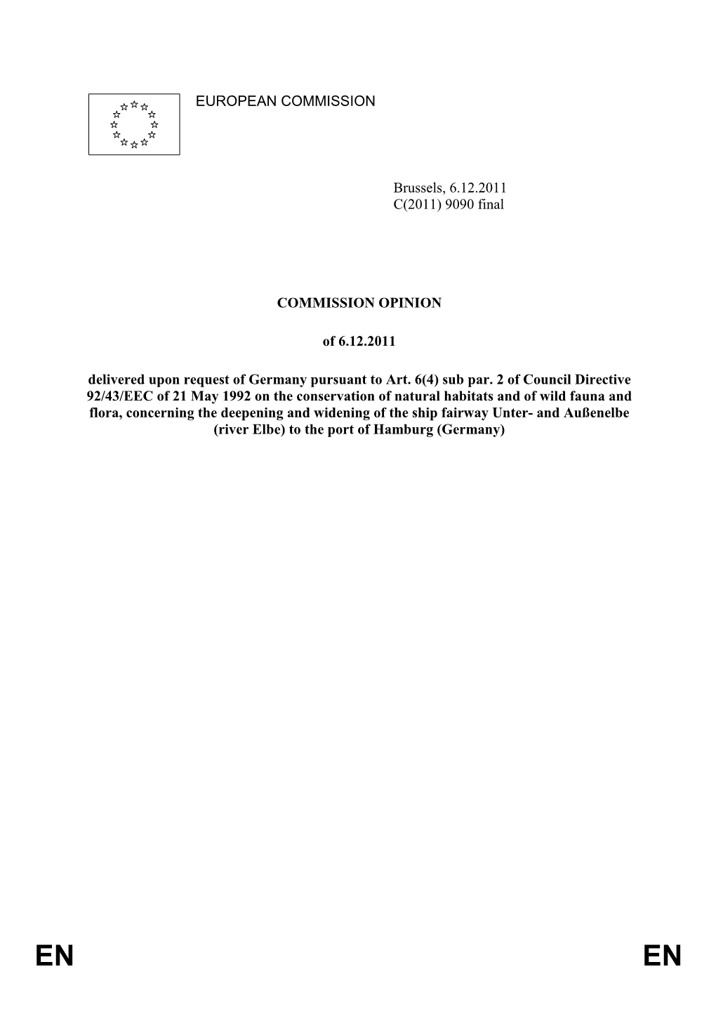 9090 Final COMMISSION OPINION of 6.12.2011 Delivered Upon Request